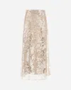 Herno Skirt In Shimmering Lace Layer In Chantilly