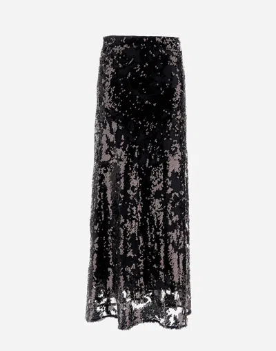 Herno Skirt In Shimmering Lace Layer In Schwarz