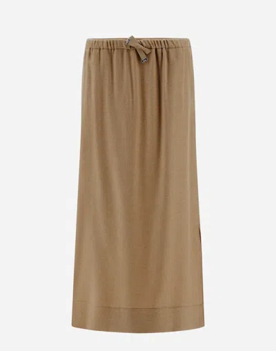 Herno Drawstring Waist Skirt In Brown