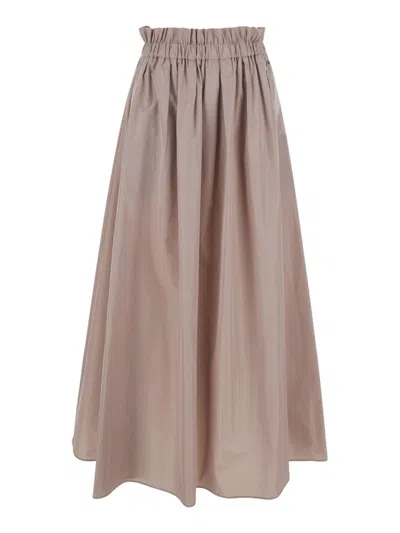 Herno Skirt With Elastic Waist And Logo Plate On The Side In Tech Fabric For Women In Pink