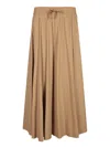 Herno Flared Skirt In Camel Lightweight Nylon Stretch In Brown