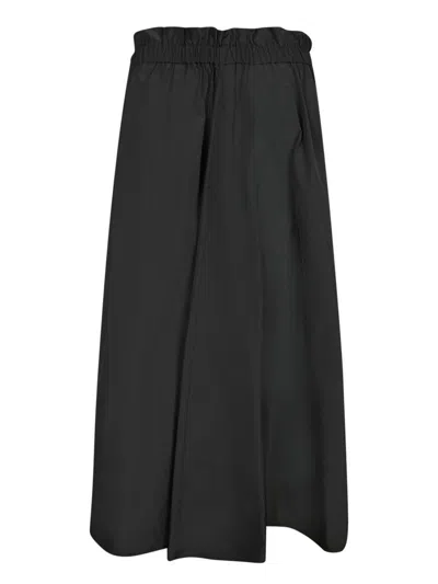 Herno Flared Midi Skirt With Elasticated Waistband In Black