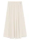 Herno Pleated Stretch Nylon Midi Skirt In Nuovo Chantilly