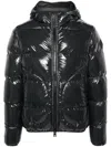 Herno Glossy Bomber Jacket With Hood And Elastic Cuffs In Black