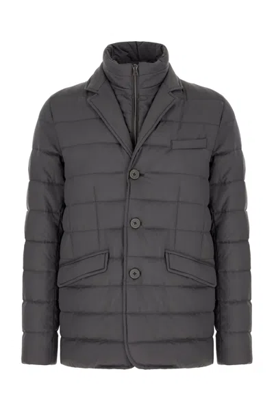 Herno Slate Nylon Down Jacket In Gray