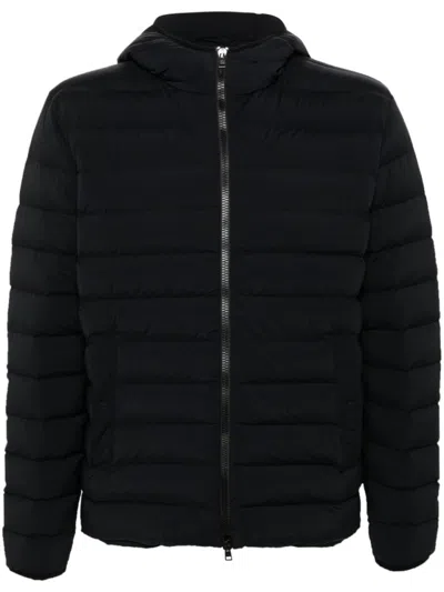 Herno Sleek Puffer Coat With Hood And Modern Quilted Design In Black