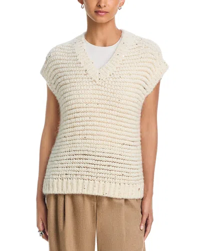 Herno Sleeveless Alpaca Blend Sequin Sweater In White
