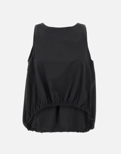 Herno Sleeveless Asymmetrical Blue Blouse
