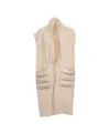 Herno Sleeveless Beige Gilet With Fringe Detailing And Nylon Inserts In Multi