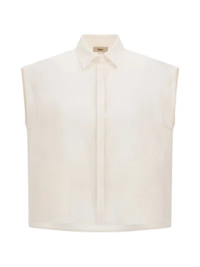 Herno Sleeveless Boxy-fit Shirt In White