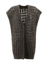 Herno Knitwear V-neck Openwork Cardigan In Gray