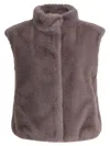 Herno Sleeveless Faux Fur Jacket Jackets And Coats Pink In Brown
