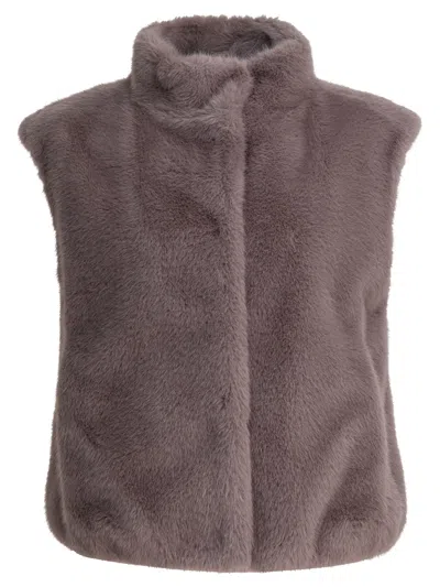 Herno Sleeveless Faux Fur Jacket Jackets And Coats Pink In Brown