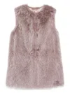Herno Sleeveless Faux Fur Tortora Jacket In Pink