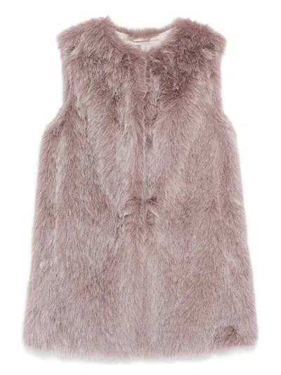 HERNO SLEEVELESS FAUX FUR TORTORA JACKET