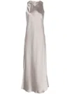 Herno Crafted Satin Chantilly Midi Dress In Grey In Neutrals