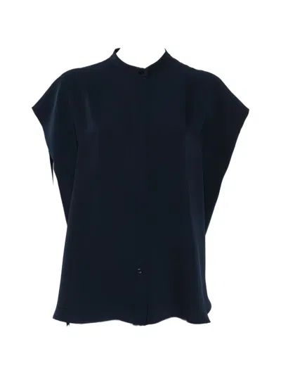 Herno Sleeveless Mandarin-collar Blouse In Blue