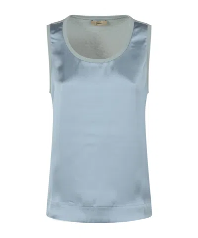 Herno Sleeveless Satin Top In Blue