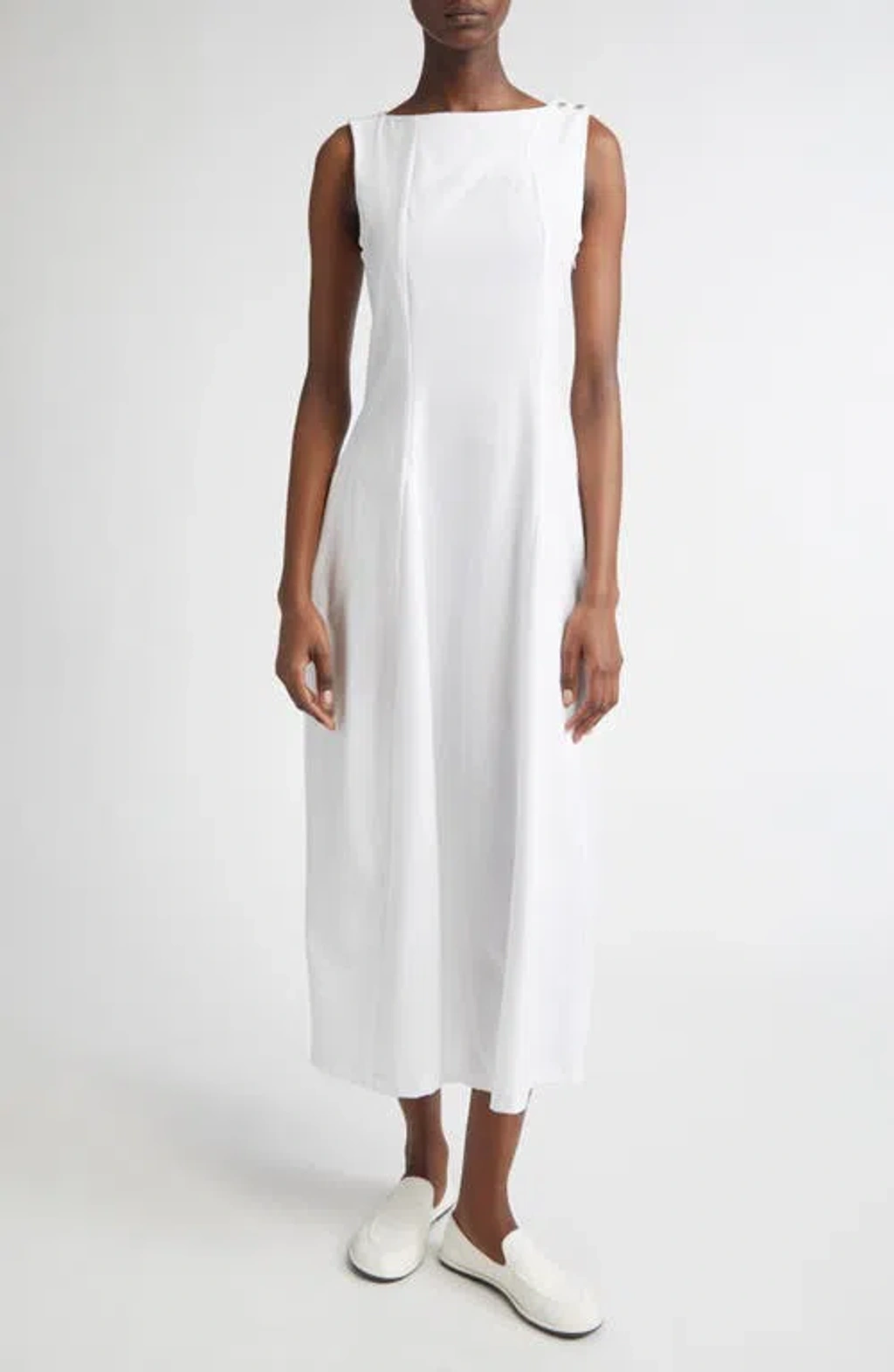 【送料&関税込】Herno Satin Sleeveless Midi Dress Herno Sleeveless Sheath Dress In White | ModeSens