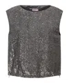 Herno Sequin-embellished Drawstring Top In Gray