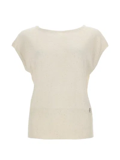 Herno Loose-fitting Speckled Wide Neckline T-shirt In Multi