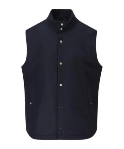Herno High Neck Sleeveless Waistcoat In Blue