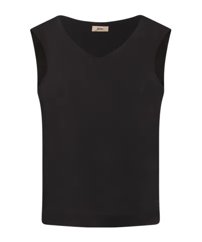 Herno Sleeveless V-neck Top In Black
