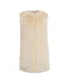 Herno Sleeveless Waistcoat In Soft Faux Fur With Elongated Silhouette In Neutral