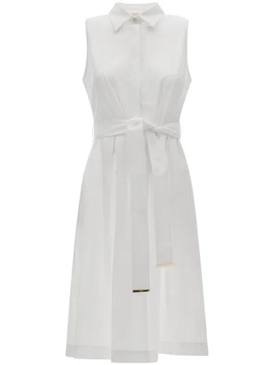 HERNO HERNO SLEEVELESS WHITE DRESS WITH CLASSIC COLLAR