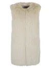 Herno Sleeveless White Waistcoat With Faux Fur Texture In Gray