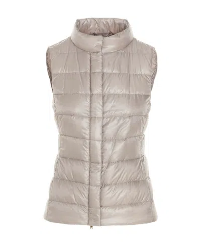 Herno Sleeveless Zipper Down Jacket In Nude