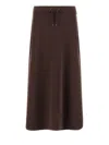 Herno Slightly Flared Midi Skirt With Adjustable Waistband In Brown