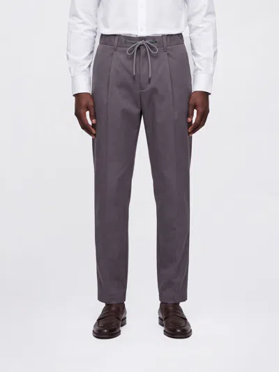 Herno Slim Fit Cotton Trousers With Drawstring Waist And Belt Loops In Brown