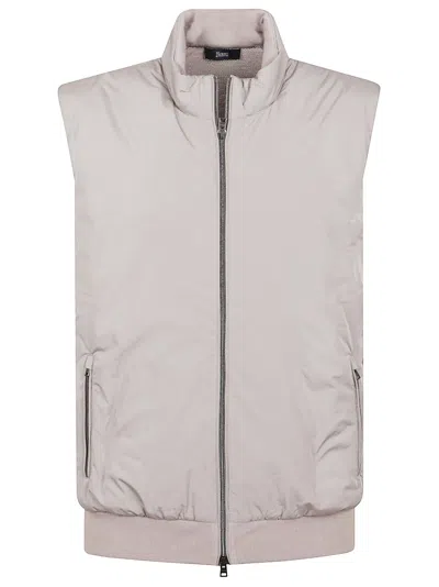 Herno Smanicato Imbottito Nylon E Maglia In Brown