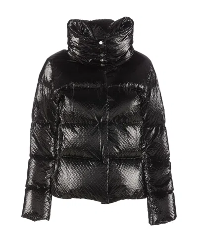 Herno Snakeskin-effect Padded Jacket In Black