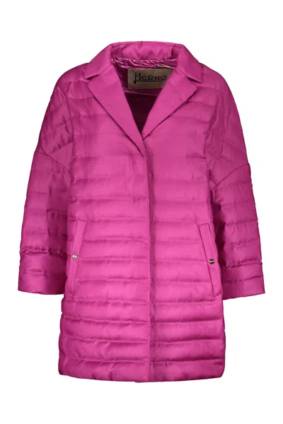 Herno Snap Button Fastening Down Jacket In Fuchsia