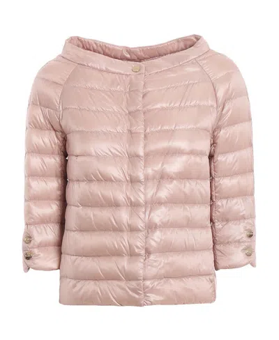 Herno Snap Button Padded Jacket In Nude