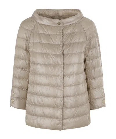 Herno Snap-button Quilt Down Jacket In Neutral