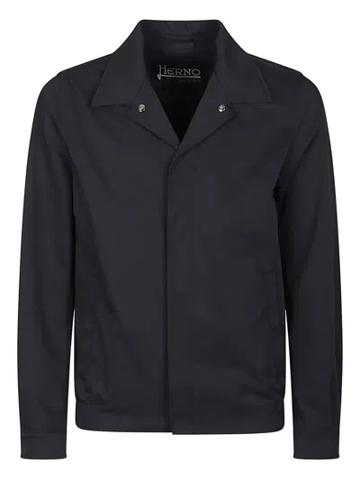 Herno Snap-fastening Drawstring Jacket In Blue