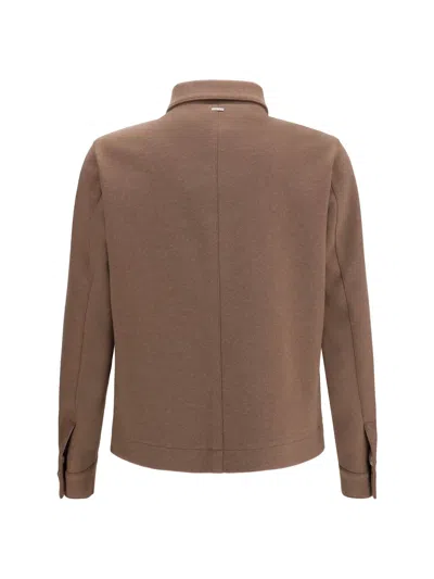 Herno Snap-button Polyester Jacket In Brown