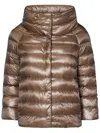 Herno Quilted Padded Jacket With Logo In Beige