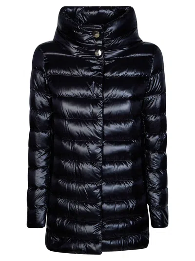 Herno Sofia Glossy High Collar Down Jacket In Black