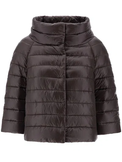 Herno Sofia High Collar Down Jacket In Brown