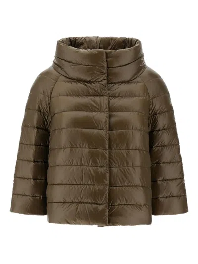 Herno Sofia High-neck Quilted Jacket In Green