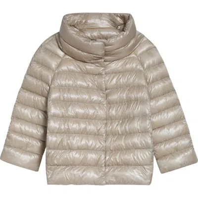 Herno Sofia Iconic Down Crop Puffer Jacket In Neutral