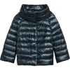Herno Sofia Iconic Down Crop Puffer Jacket In Petroleum