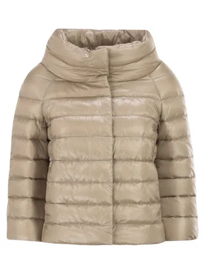 Herno Sofia Nylon Cape In Brown
