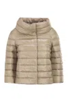 Herno Chantilly Polyamide Down Feather Jacket In Beige