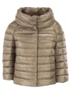 Herno High-neck Quilted Jacket In Brown