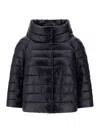 Herno Mini Ultralight Puffer Jacket With Jewel Sleeves And High Collar In Black